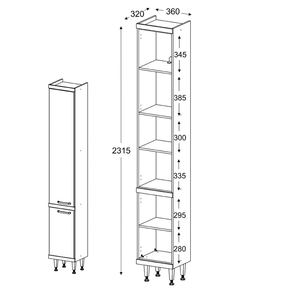 Meuble De Cuisine Armoire 1 Battant Fermé MC-5116/01