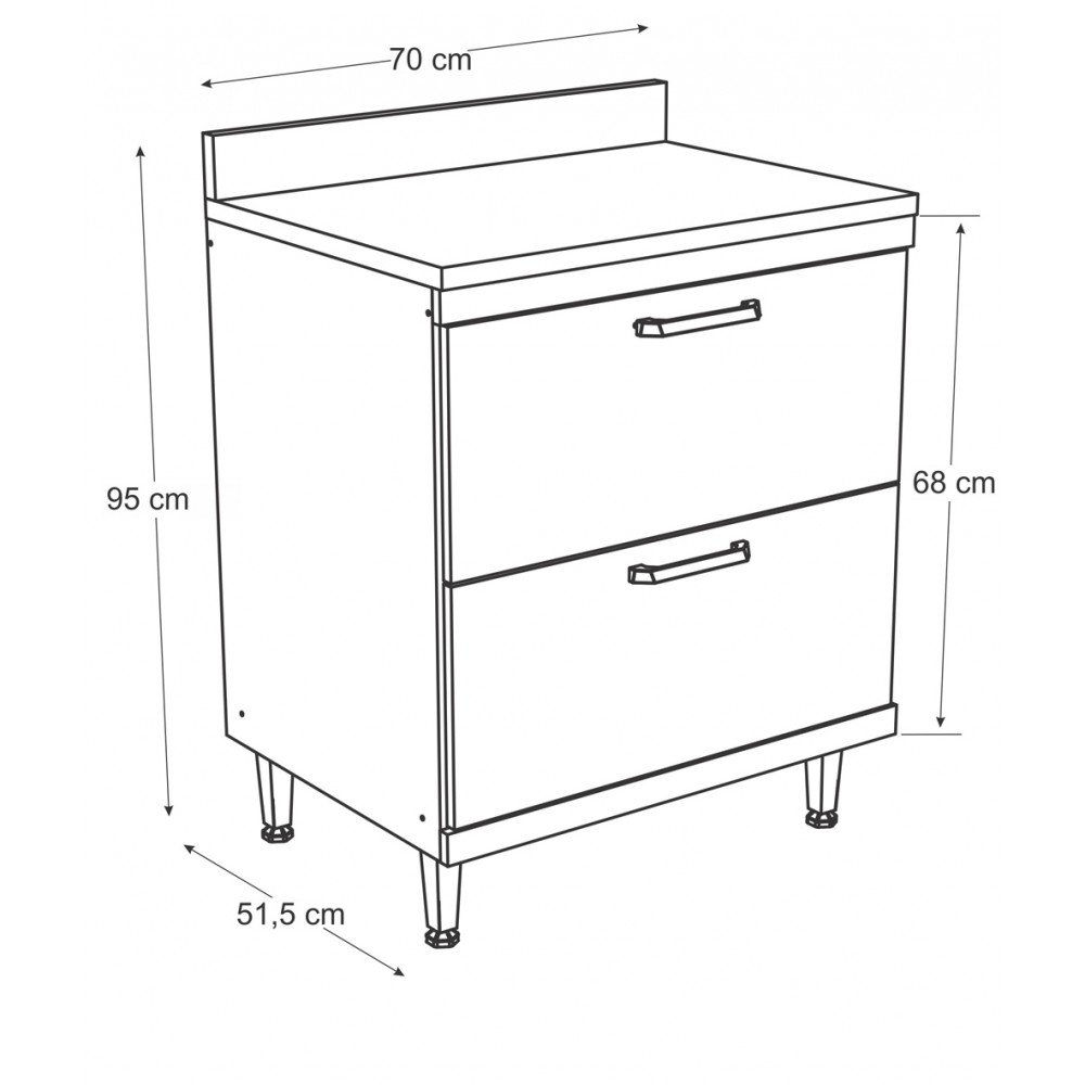 Meuble De Cuisine Armoire Paillasse 2 Tiroirs MC-5123