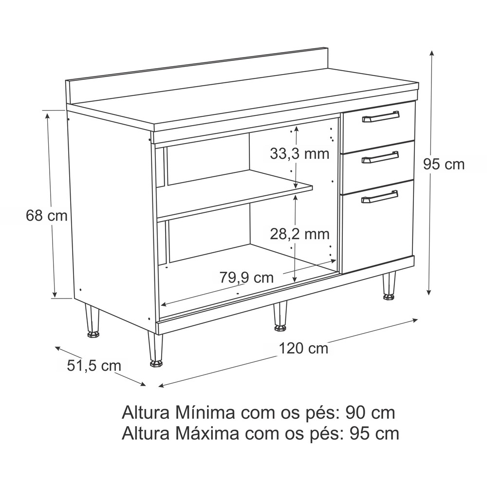 Meuble De Cuisine Armoire Paillasse 2 Battants + 3 Tiroirs MC-5118