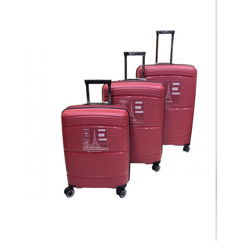 VALISE PIERRE CARDIN DE COULEUR ROUGE, JEU DE 3 VAL-PC86302R